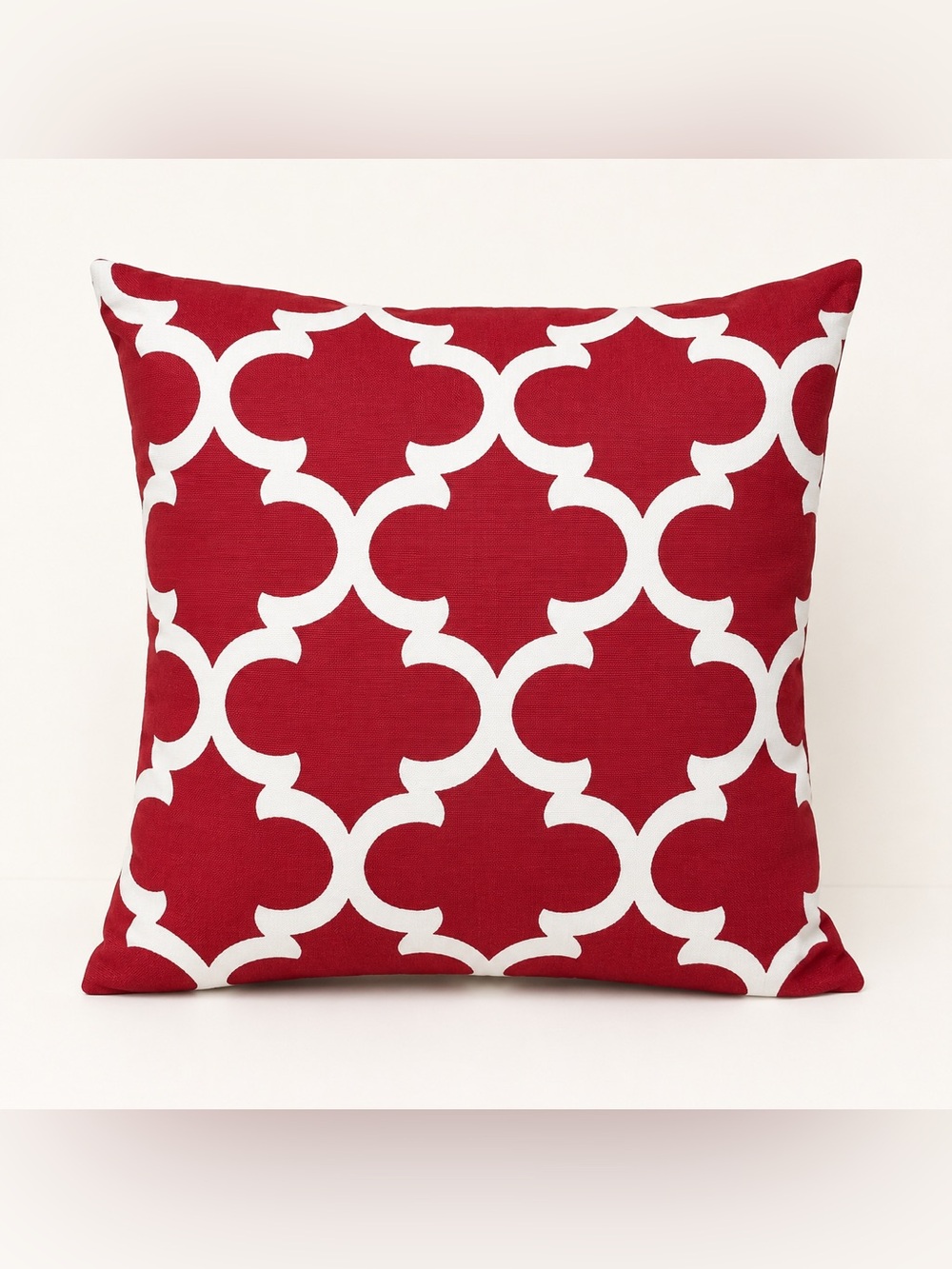 Red & White Geometric Throw Pillow Cover 16x16 Zippered